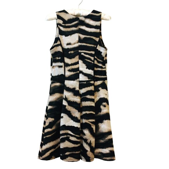 Dress Abstract Animal Wrap Side Zippers Piping Brown Black Women's Small Mossimo - Picture 1 of 16